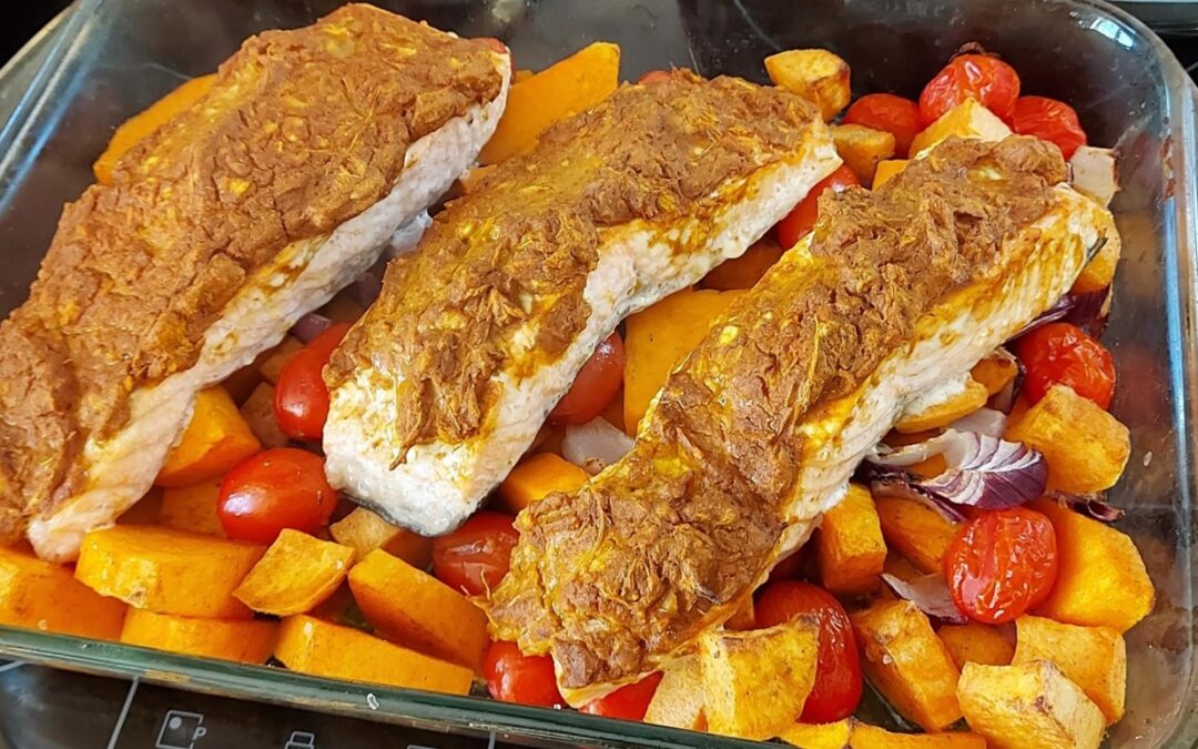 Protected: Tandoori Salmon with Spiced Sweet Potatoes, Tomatoes and Red Onion